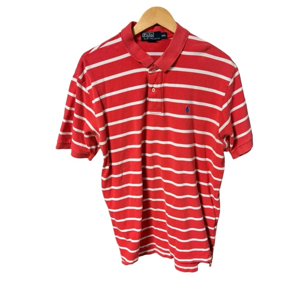 Polo Ralph Lauren men’s XXL coral/white striped‎ shirt